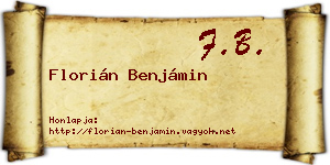 Florián Benjámin névjegykártya